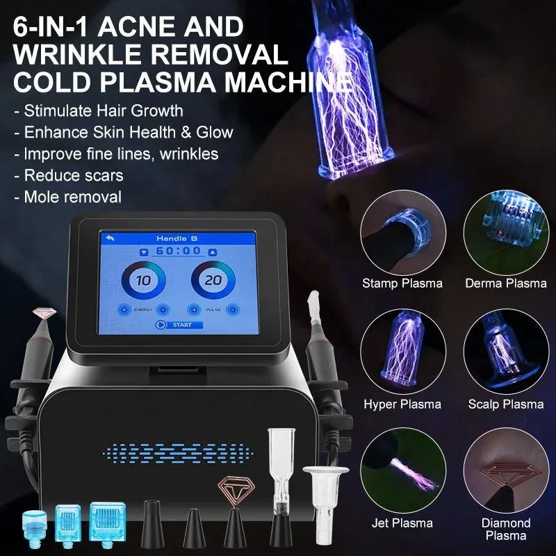 6-in-1 Fusion Plasma Beauty Machine Cold Warm Ozone Hair Follicles Care Wrinkle Reduction Lifting - Advanced Anti-Aging Skin Car
