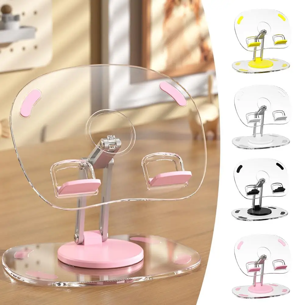 Acrylic Transparent Desktop Tablet Stand Rotary Lazy Phone Lift Stand Mobile Live Broadcast Tablet Folding Accessories W2A7