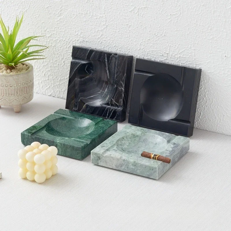 【Natural】Natural Marble Square Cigar Ashtray