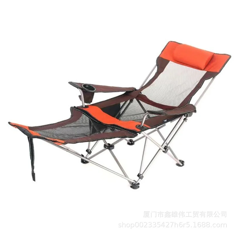 Portable Folding Deck Chair Adjustable Camping Chair With Cup Holder And Footrest Outdoor Furniture Chair Beach Chair Single Bed