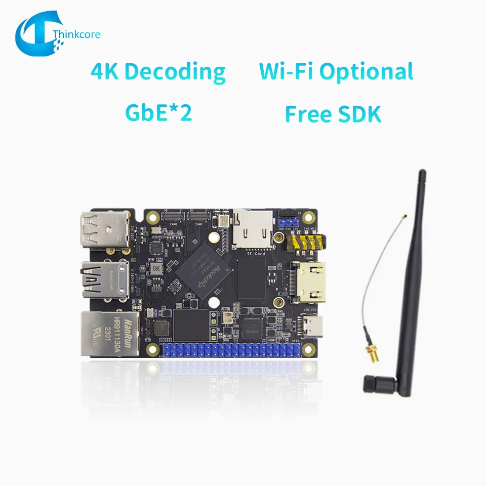 Placa RK3566 brazo SBC ordenador 4gb Ram Dual Gigabit 1tops NPU Wifi Bluetooth libre SDK Artificial Micro PC accesorios de placa de demostración