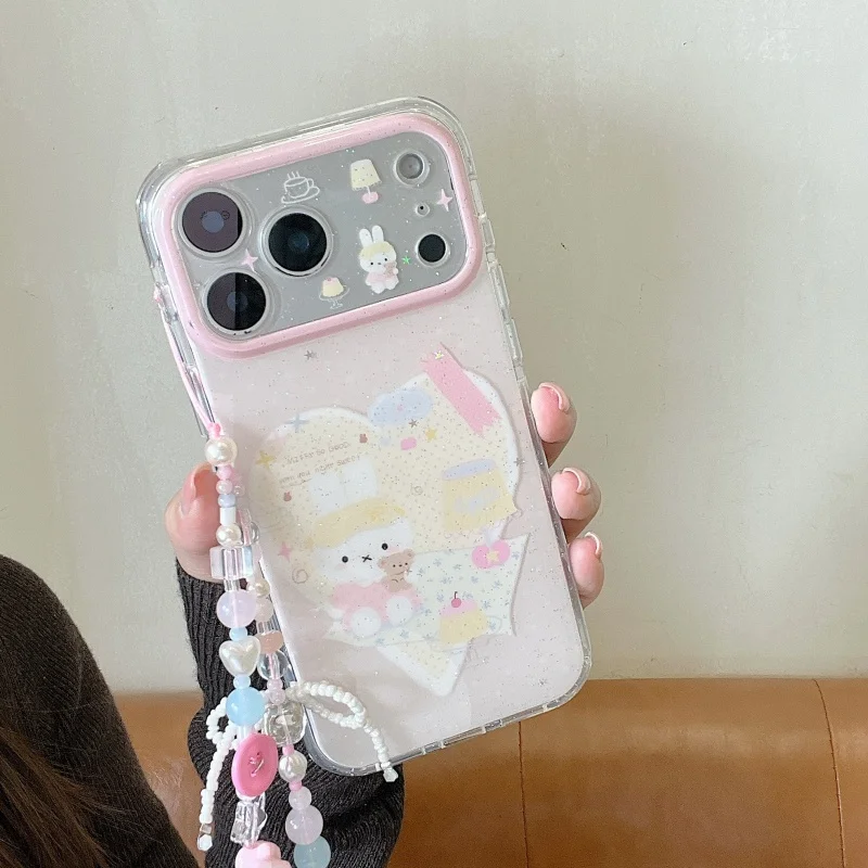 

Luxury 3D Love Heart cherry cake Miffy Sparkling cartoon Phone Case For iPhone 17 16 15 14 Pro Max star Miffy Glitter Cover﻿﻿﻿﻿﻿