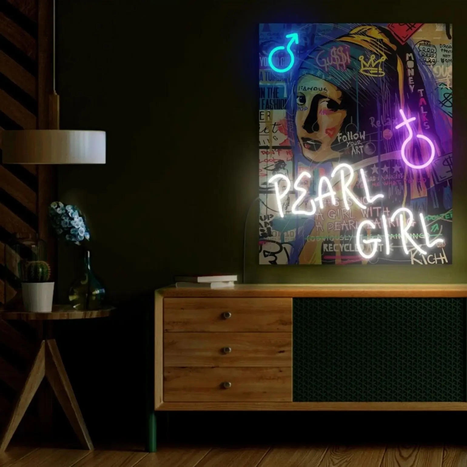 Girl With Pearl Earring Led Sign Neon Sign pop art Artwork Renaissance Neon Portrait Neon Sign Neon Sign Painting Neon Sign Art