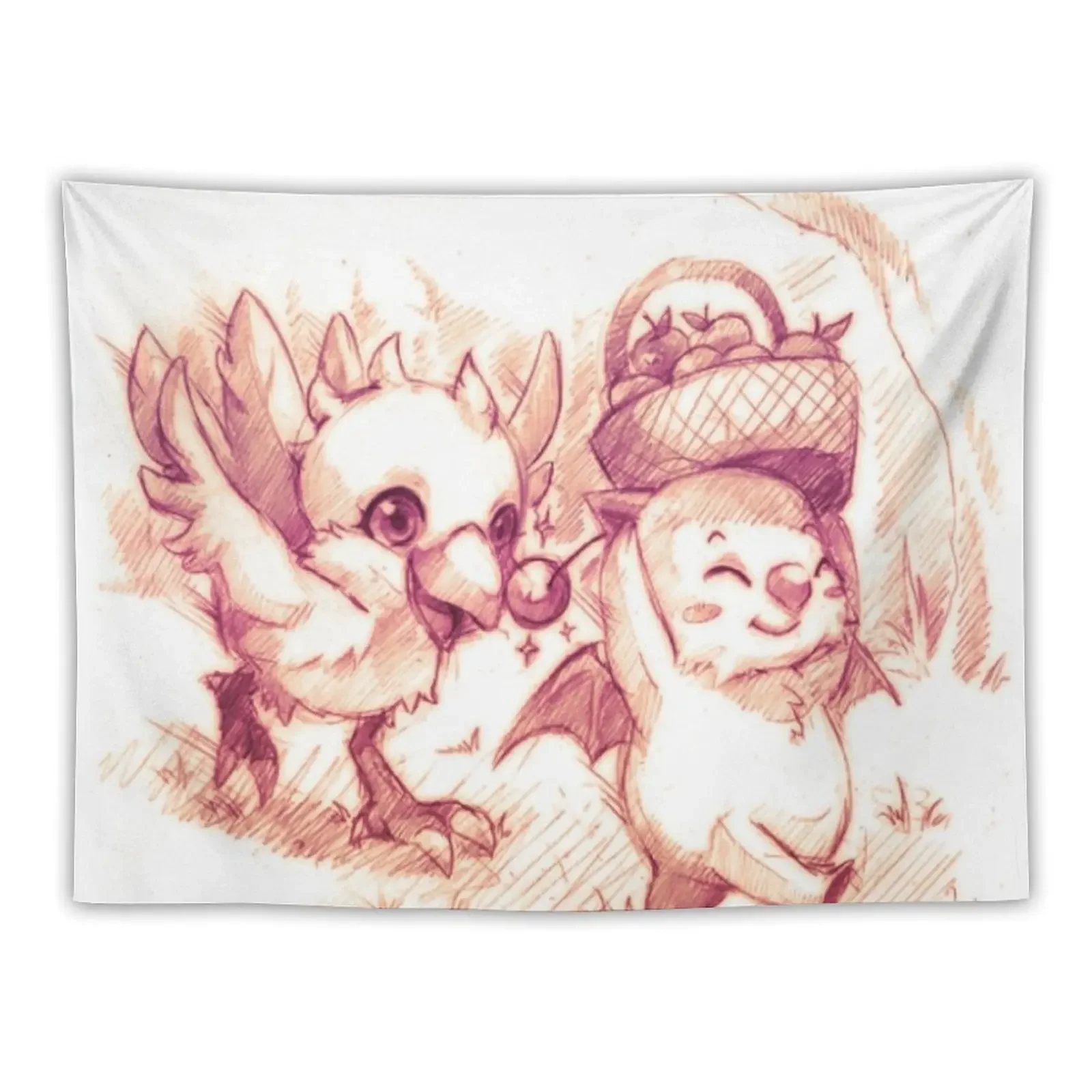 Chocobo & Moguri Tapestry Cute Decor Home Decorating Tapestry