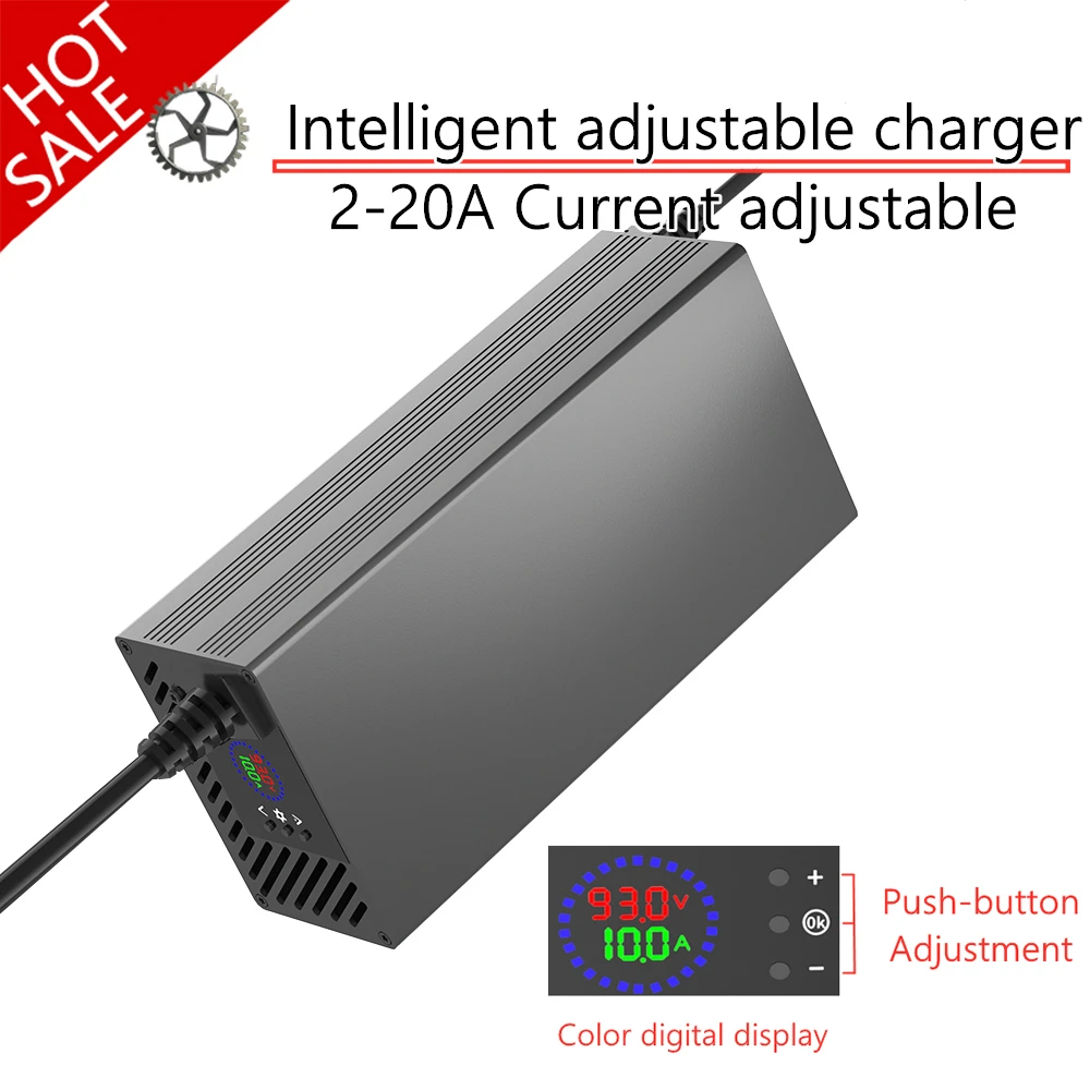 20A 24V 42V 48V 58.4V 72V 60V 84V Li-ion Lifepo4 chargeur de batterie au Lithium Curren ajuster 10S 13S 54.6V Charge rapide 8S 16S 20S partie