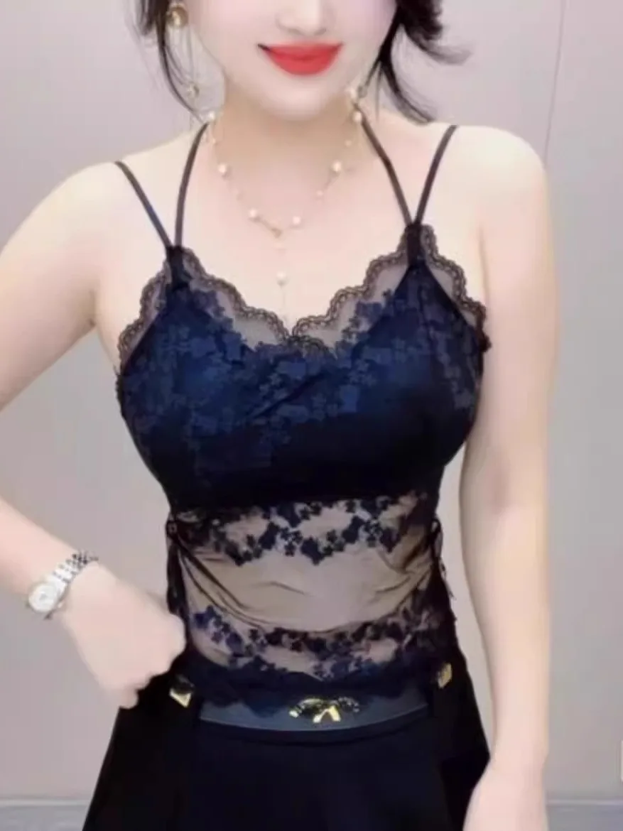Seksowna koronkowa kamizelka na ramiączkach damska letnia cienka piękna bielizna z wkładką na biust bazowa wewnętrzna pasująca bluzka tuba irt