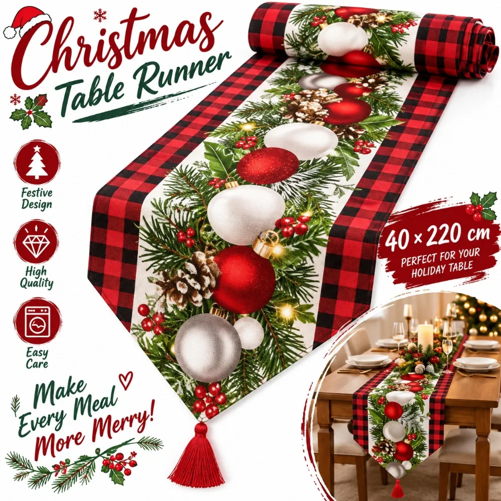 New Santa Claus Christmas Table Runner Elk New Year Xmas Table Flag Cover Snowman Christmas Tablecloth Navidad Gift