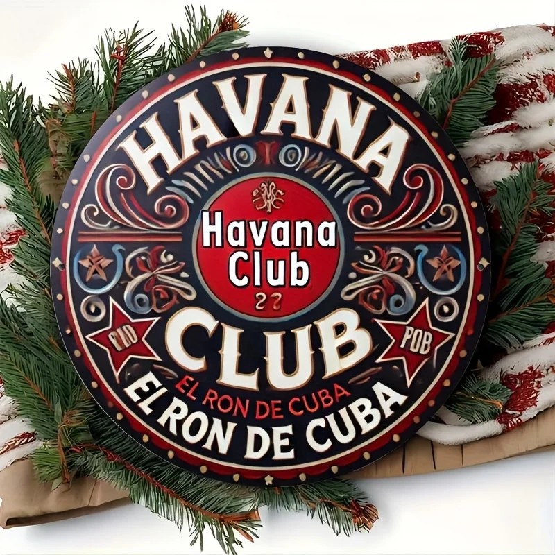 [JIT] قطعة واحدة (20*20 سم/ 8* 8 بوصة) نادي هافانا- لافتات ألومنيوم قديمة-لافتات زخرفية ولوحات- لافتة مثبتة على الحائط، ديكو متعدد الاستخدامات