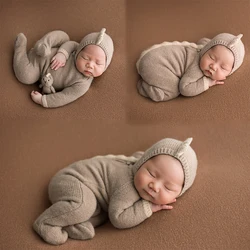 Tenues de séance photo pour nouveau-né garçon, tenue de bébé au crochet, ensemble de chapeau de costume de dinosaure, tricot fait à la main, accessoire de photographie au beurre