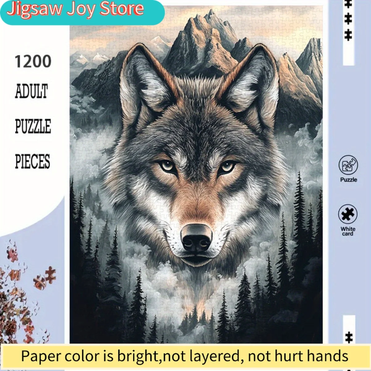 

Premium Jigsaw Puzzle Featuring a Wolf Design, Measuring 60Cm by 80Cm. This 1200pcs Puzzle Is Made from Sturdy Cardboard with