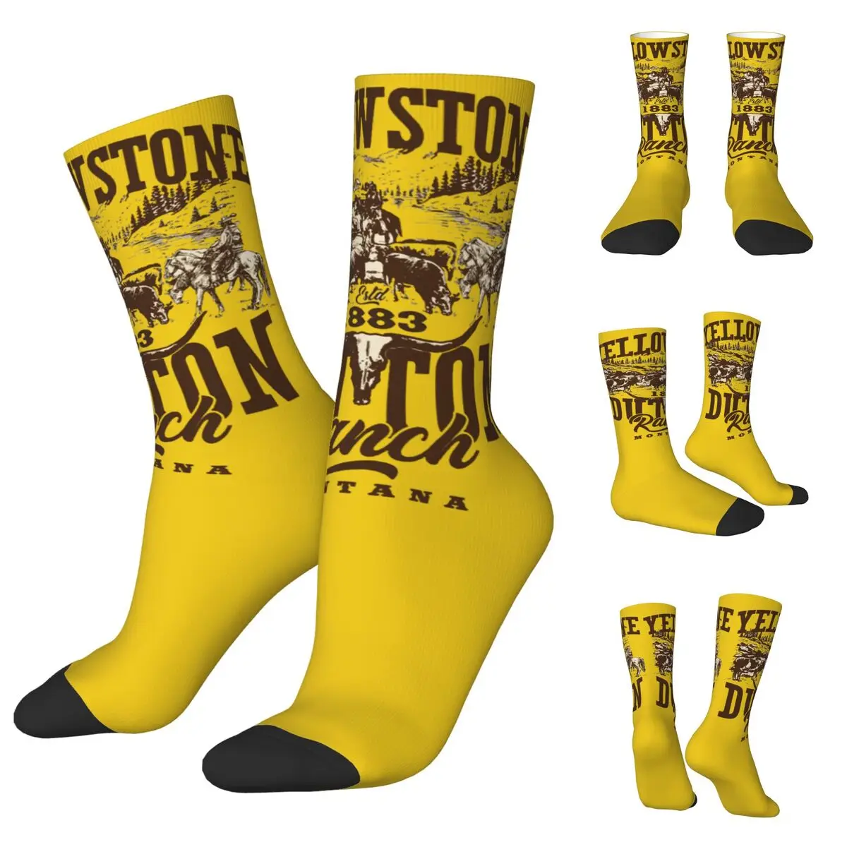 Cowboy Et De Yellowstone Dutton Ranch cosy Unisex Socks,Hip Hop Happy 3D printing Socks,Street Style Crazy Sock