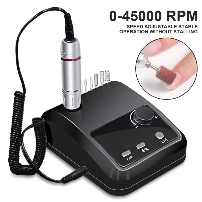 Taladro Eléctrico para Uñas de 45000 RPM, Lima Eléctrica con Pantalla HD, Lápiz de Manicura de Metal, Pulidora Profesional para Uñas 7
