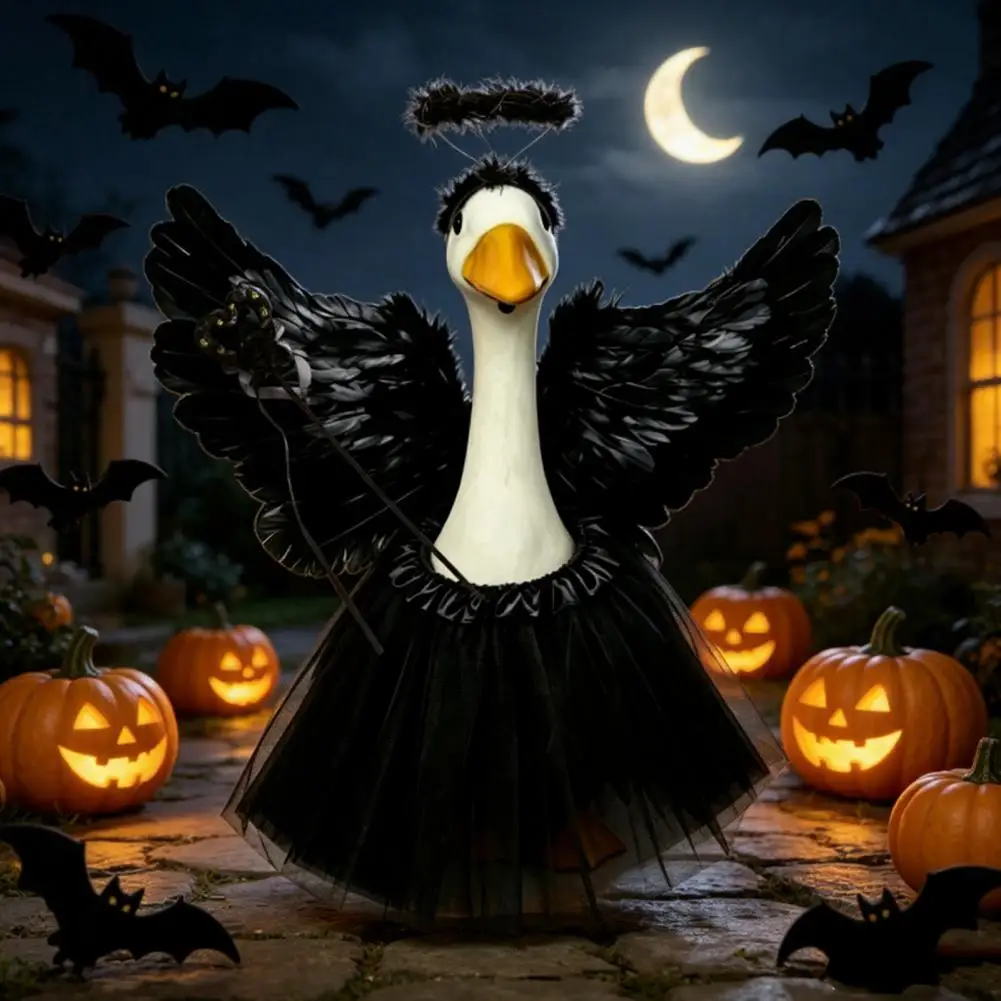 Photo Prop Goose Outfit Angel Goose Costume Set Feather Wings Skirt Headband Porch Goose Outfit for Yard Decor Party Accessories