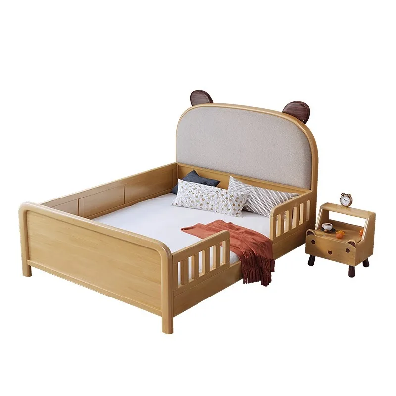 All solid wood twin beds with guardrails, wood wax oil, modern simplicity
