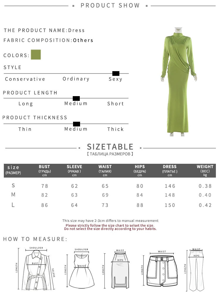 Weird Puss Ruches Elegantes Abendkleid für Damen mit Halbhoher Kragen, Rückenfrei, Langen Ärmeln, Party-Stil, Hoher Taille, Langes Bodycon-Kleid – Detail 1