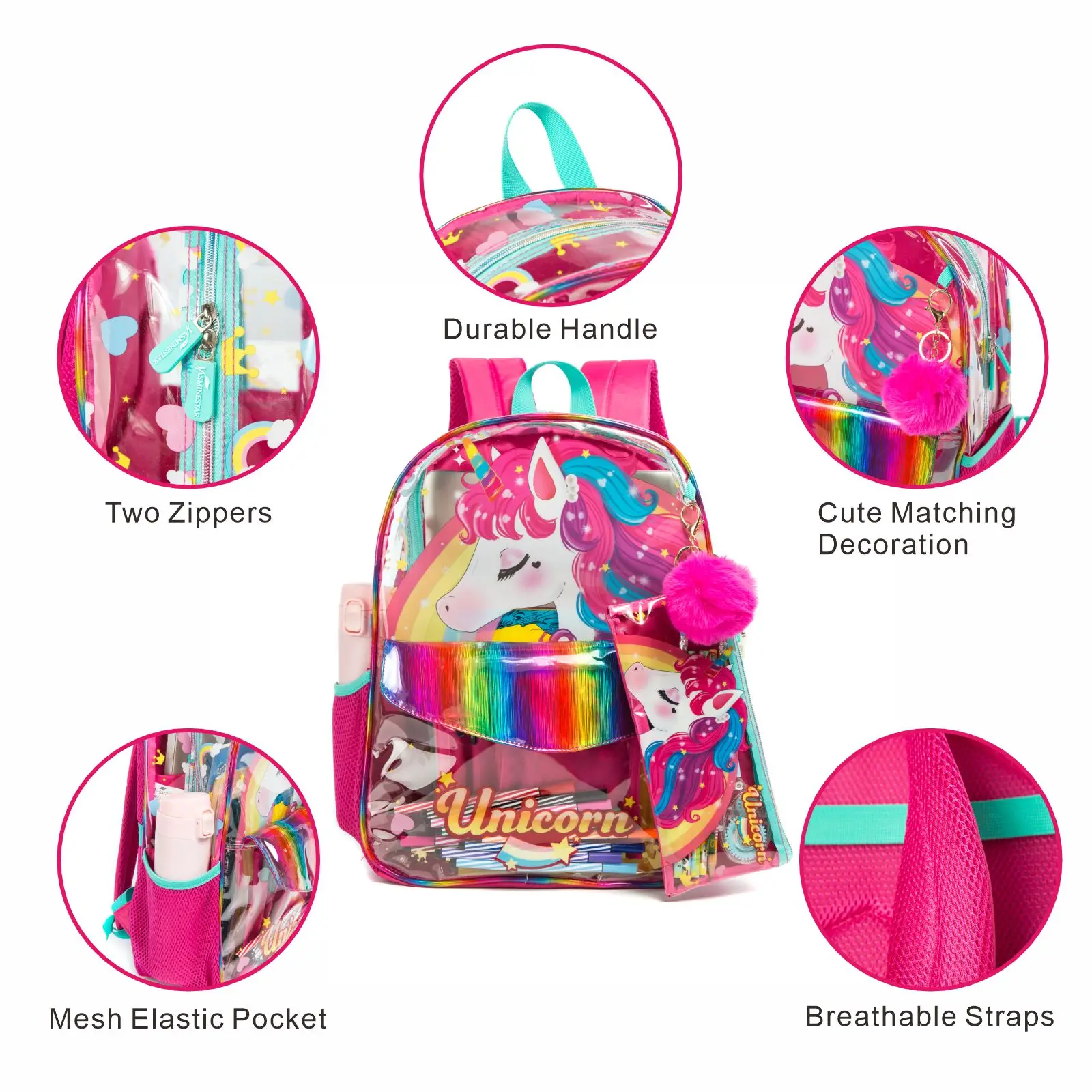 Mochila escolar de unicornio para niñas, mochilas Kawaii, mochilas escolares para niñas