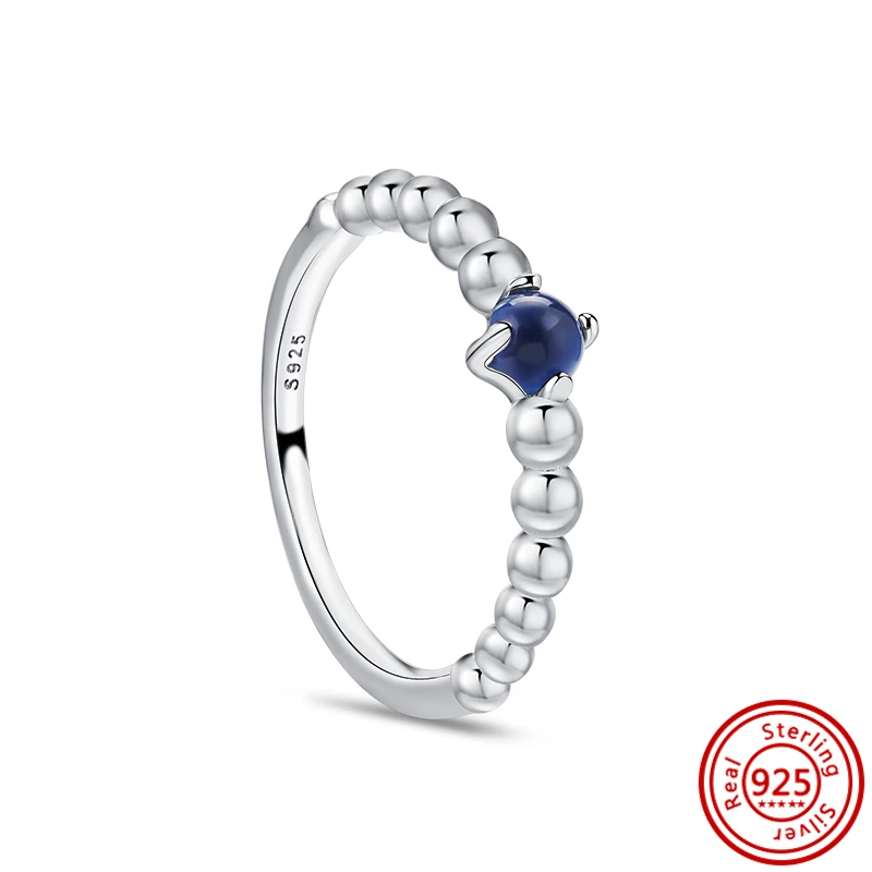 Women's 925 Sterling Silver Simple Stackable Zircon Ring