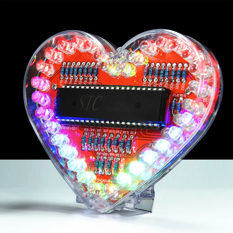Multi-color LED Heart Shaped Flowing Light DIY Electronic Kit RGB Diy Love Heart Soldering Practice Kit