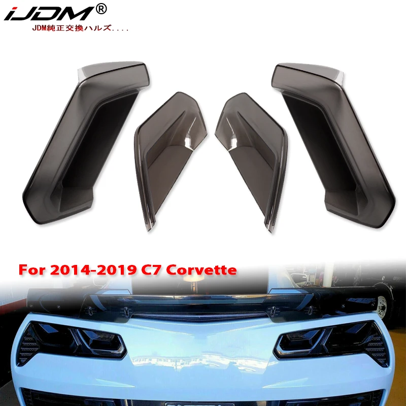 4PC For Chevy Corvette C7 2014-2019 ABS blackened Car Rear Tail Light Rear fog lamps Blackout cover trim sticker car Accessories