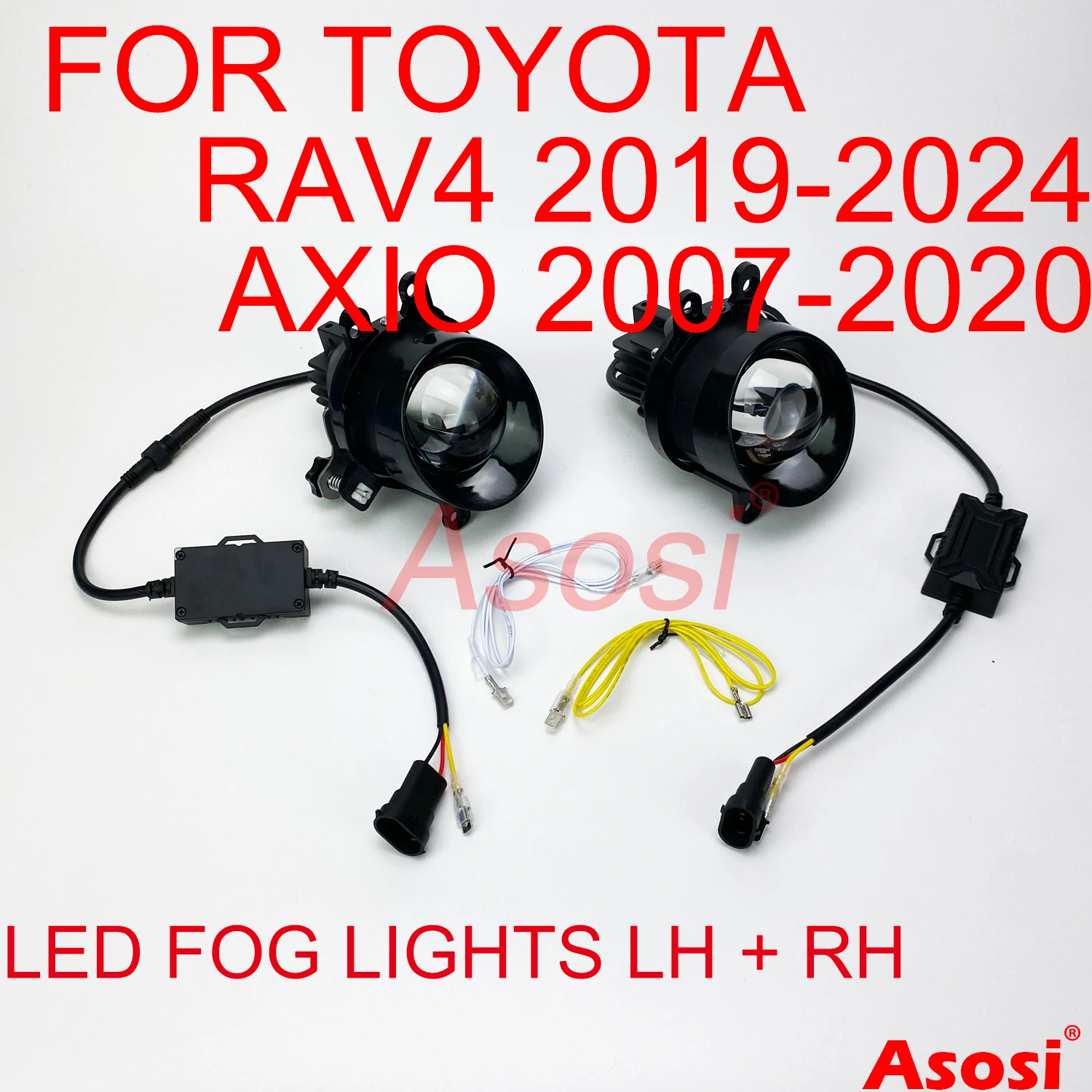 

3" Front LED Fog Lights Projector Lens Low/High Beam 2 in 1 For Toyota RAV4 2019-2024/Corolla Axio 2007-2020 Left+Right Side