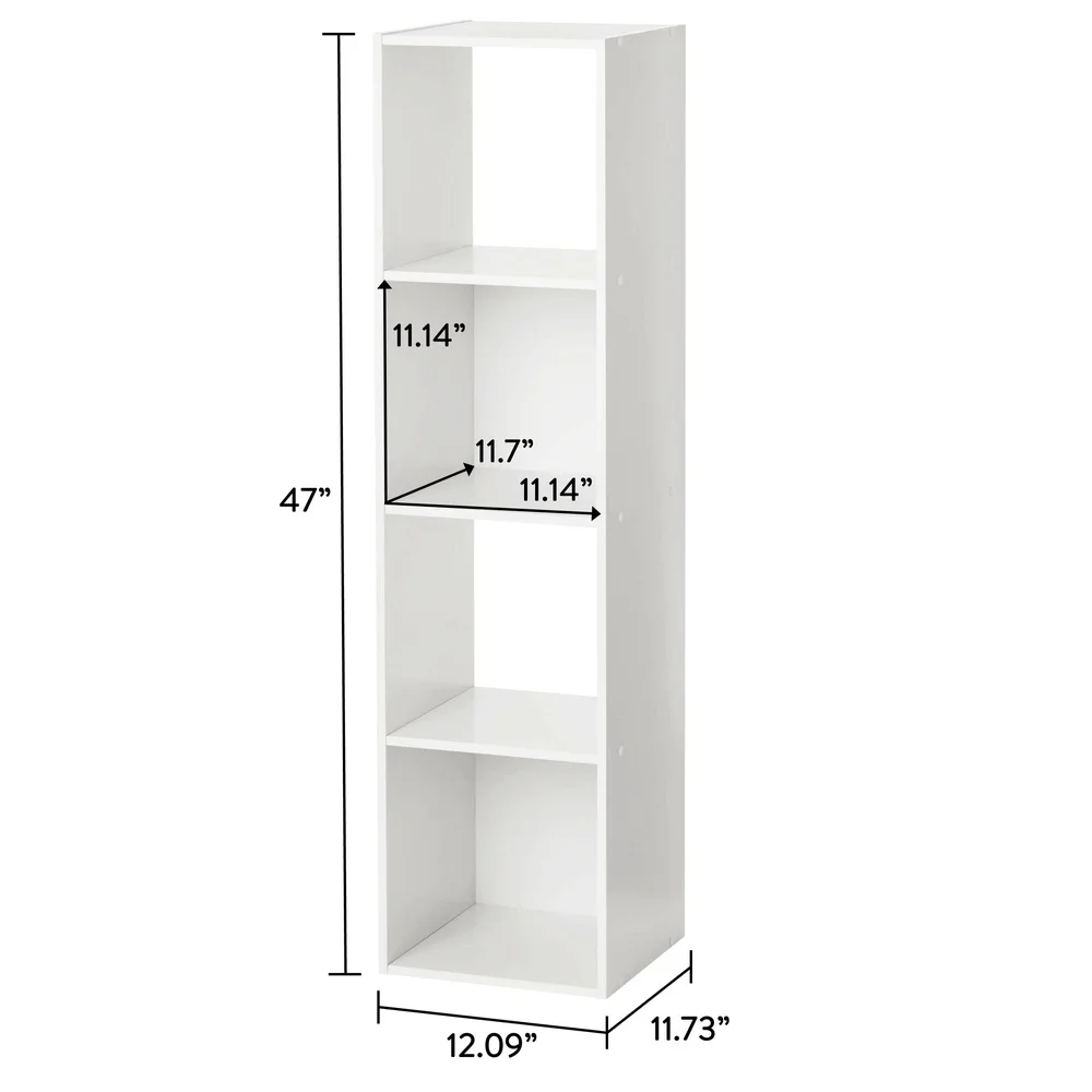 4 Cube Vertical Storage Organizer Shelving System Open Closed Back Bookcase Home Office Living Room Functional Stylish Storage