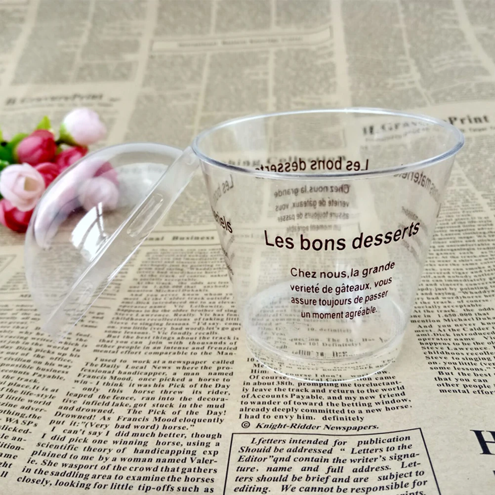 

10Pcs Clear Plastic Dessert Cups with Lids Spoons Reusable for Tiramisu Pudding Mousse Jelly Yogurt Serving Presentation