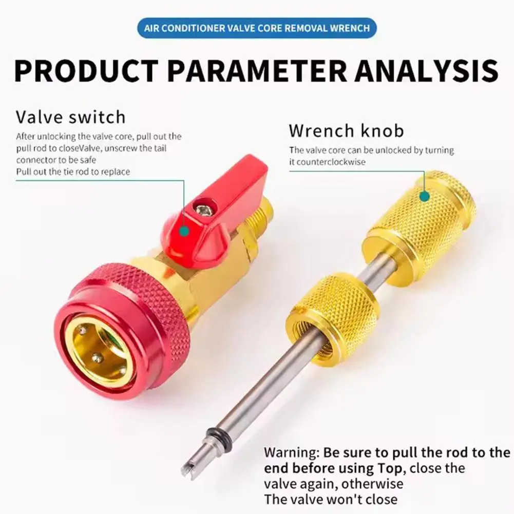 便利な自動車用エアコンメンテナンスレンチ 冷媒R134a R22 R410 バルブコアニードル クイック交換/取り外しツールキット