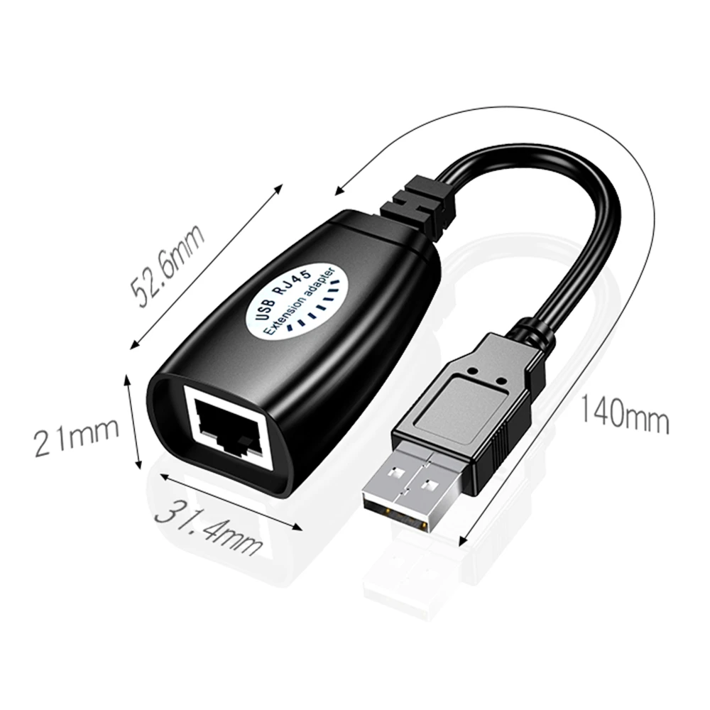 Extension Adapter 1pair USB to RJ45 LAN Cable Extender Over Cat5 RJ45 Cat6 Patch Cord Black Networking Accessories