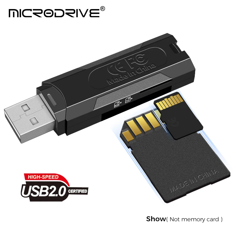 

2 in 1 Multi-Functional USB Card Reader Supports TF+SD Cards for Computer, Tablet, Camera, Laptop & Car