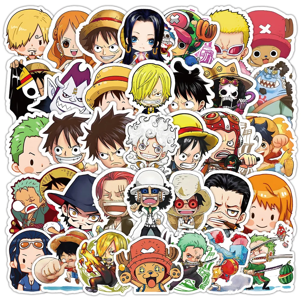 

50Pcs/Bag Cute Thief King 5th Rank Luffy Stickers Student Handbag Skateboard Luggage Decoation Materials Notebook Stickers