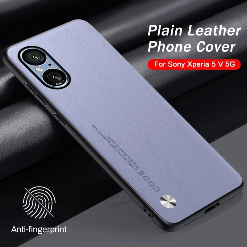 Luxury Plain Skin Leather Texture Phone Case For Sony Xperia 5 V 5V V5 5G XQ-DE54 6.1\