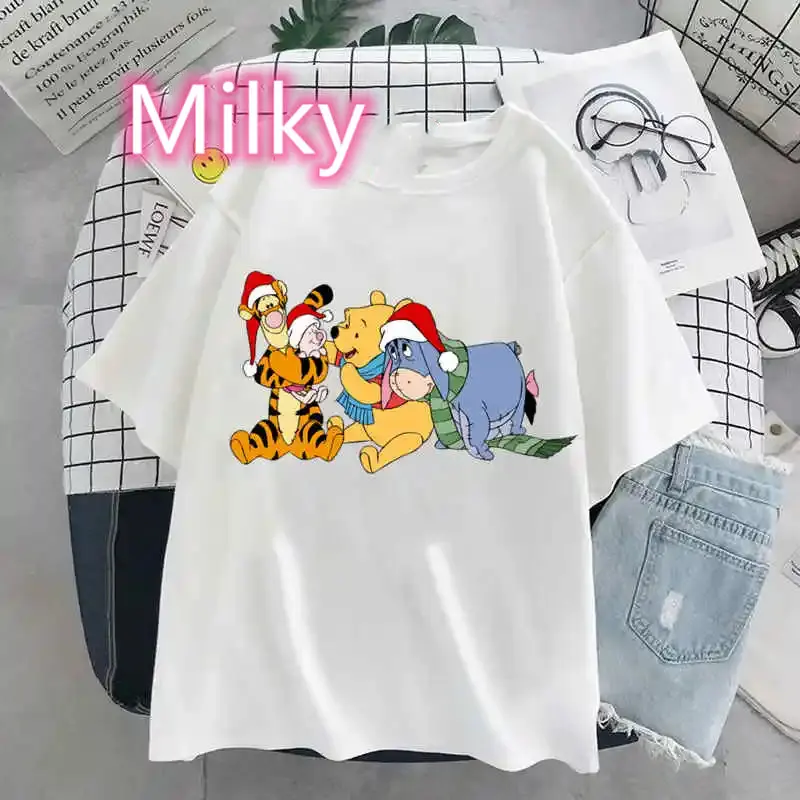 

Winnie the Pooh and the Honey Graphic T-shirt Women Harajuku T Shirt Family Tshirt Merry Christmas Short Sleeve Camiseta Mujer