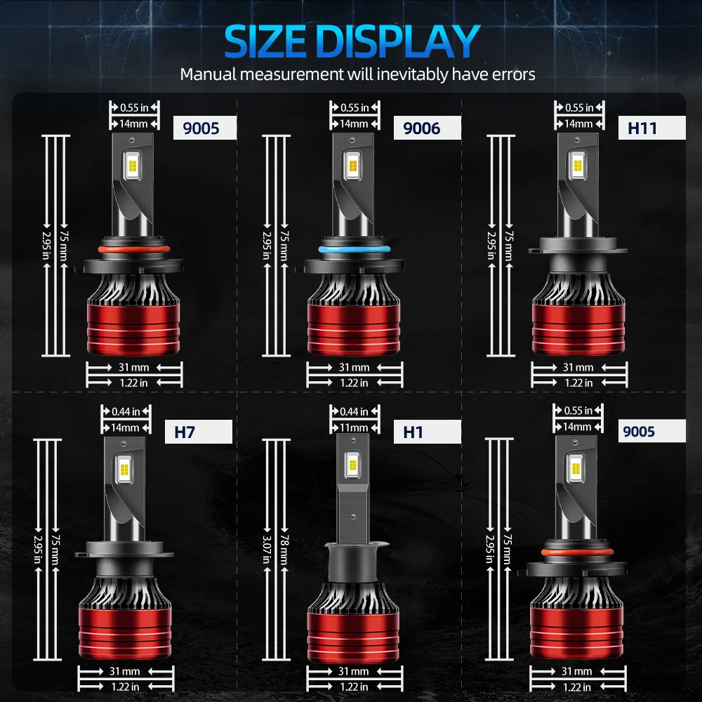 車のヘッドライト用LEDフォグランプ,6000の明るさ,h4,h1,h11,h7,h8,hb4,h8,hb4,6500k,7535,csp,9005, 9006 9012、12vターボ