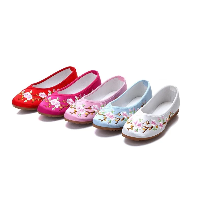 Comemore weiblich Sommer flach hackiger Schuh National Dance Flats bequeme Damen Slipper 34 Frauen chinesische bestickte Schuhe