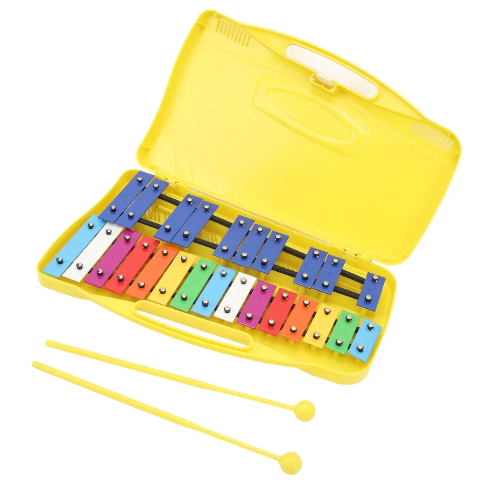 Premium 25 Notes Musical Xylophone ABS+Metal Yellow Aluminum Keys Xylophone Percussion Instrument For Music Lover