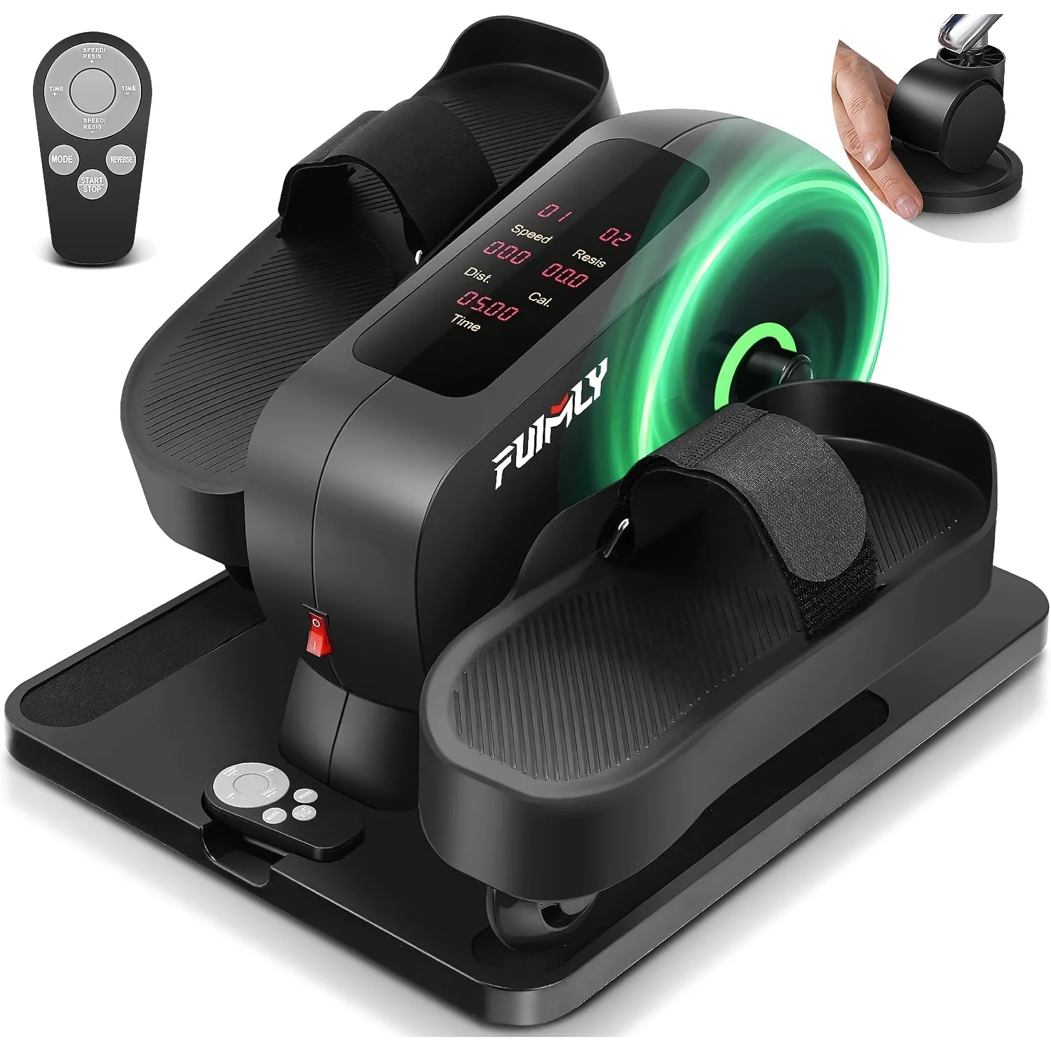 Compact And Quiet Under-Desk Elliptical Trainer, The FUNMILY Model Features 5 Resistance Levels And 12 Speed Settings. This Dual-Mode Leg Exerciser Comes with a Remote Control And an LCD Monitor