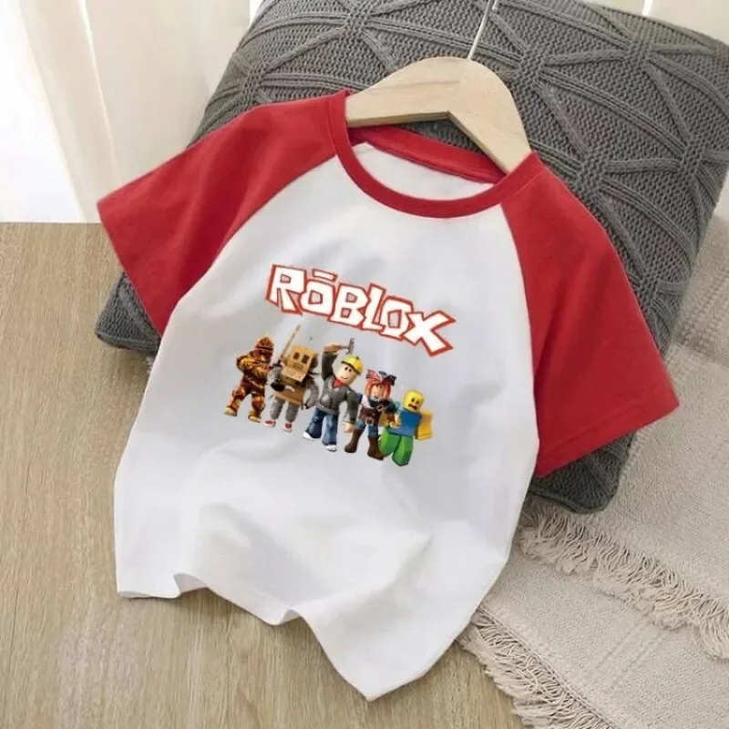تي شيرت قطني بأكمام قصيرة مطبوع عليه رسوم متحركة من Game Roblox Anime للأطفال في المنزل، هدية عيد ميلاد لألعاب الرسوم المتحركة #3