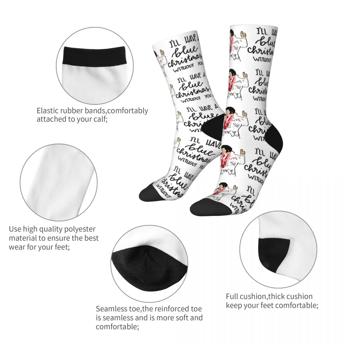 Funny Happy Unisex Socks E-Elvis Singer Presley Product Super Soft Christmas Album Girlfriend Loved Breathable Dress Socks