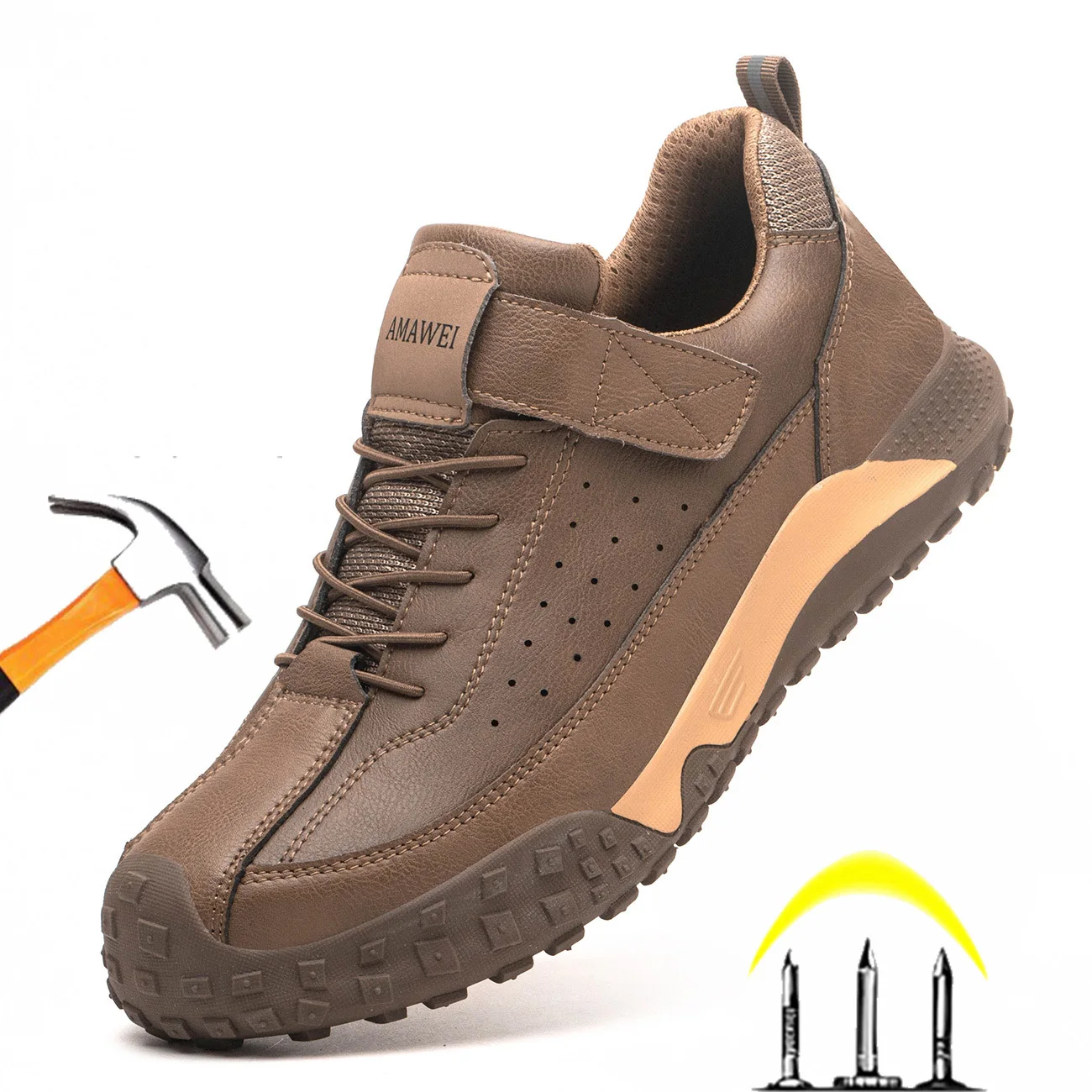 Mens Steel Toe Cap Work Boots Comfortable Safety Steel Toe Shoes Men Anti-smash Anti-puncture Work Sneakers Indestructible Shoes