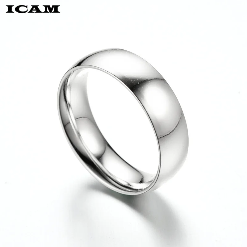 ICAM Fashion jewelry Simple Glossy Mirror Titanium Steel Ring Couple Ring for women men