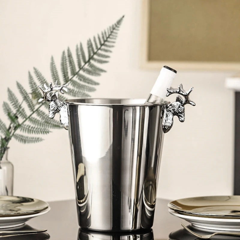 

Elk Carving Golden/Silver Champagne Ice Bucket for Bar and KTV Beer Chilling