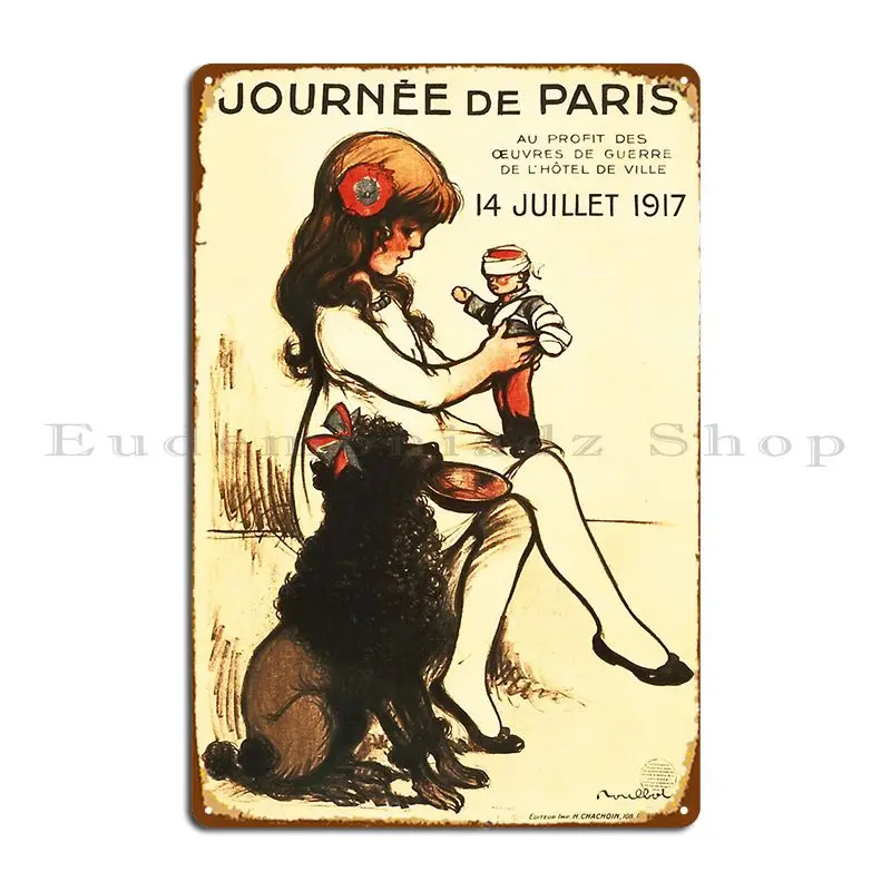 Journee De Paris 14th July 1917 Vintage French War Propaganda Metal Plaque Poster Print Living Room Create Party Tin Sign Poster