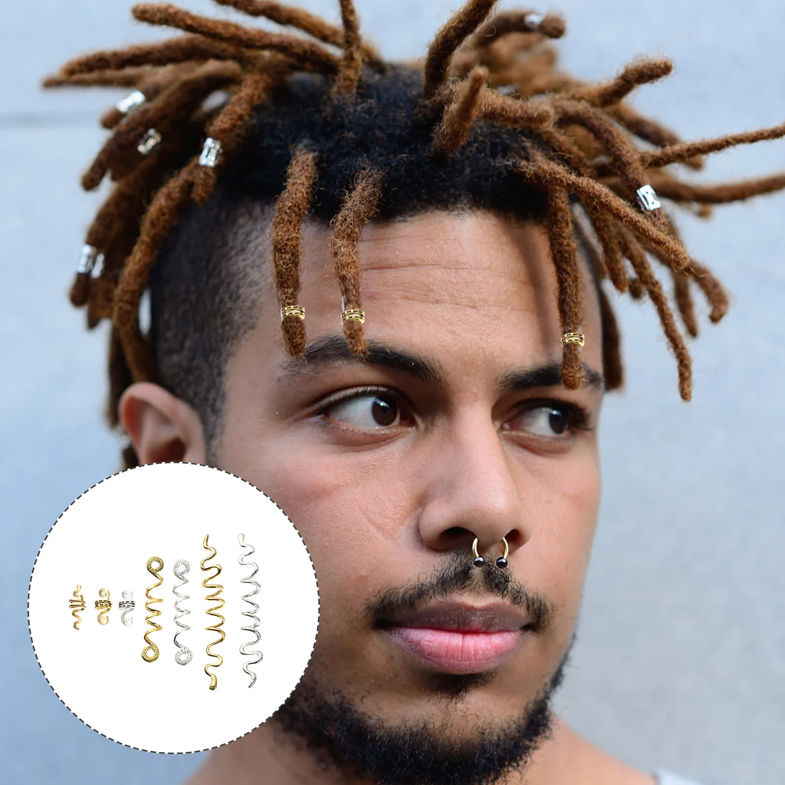 

16 шт. спиральных бусин для волос, аксессуары для кос и дредов, украшения из цинкового сплава, надежно фиксируются, не повреждая волосы