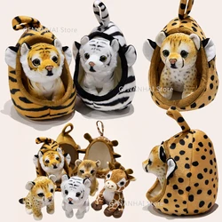1Pc 18CM Kawaii Animal Nests Plush Toy Simulation Tiger Lion Leopard Nest Plushie Doll Stuffed Soft Funny Birthday Gift