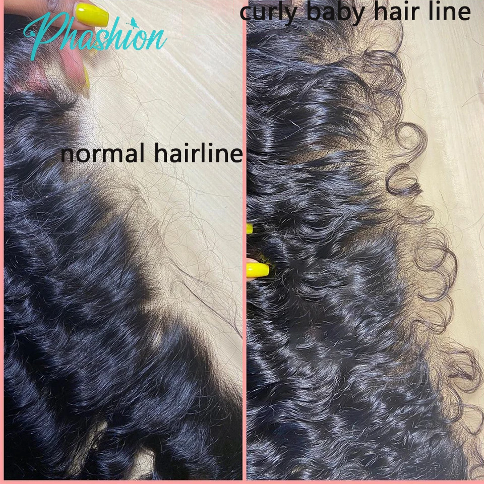 Phashion renda keriting dalam 26 28 inci 13x6 dengan tepi bayi keriting 6x6 penutup kulit meleleh renda Hd asli hanya rambut manusia bagian depan penuh