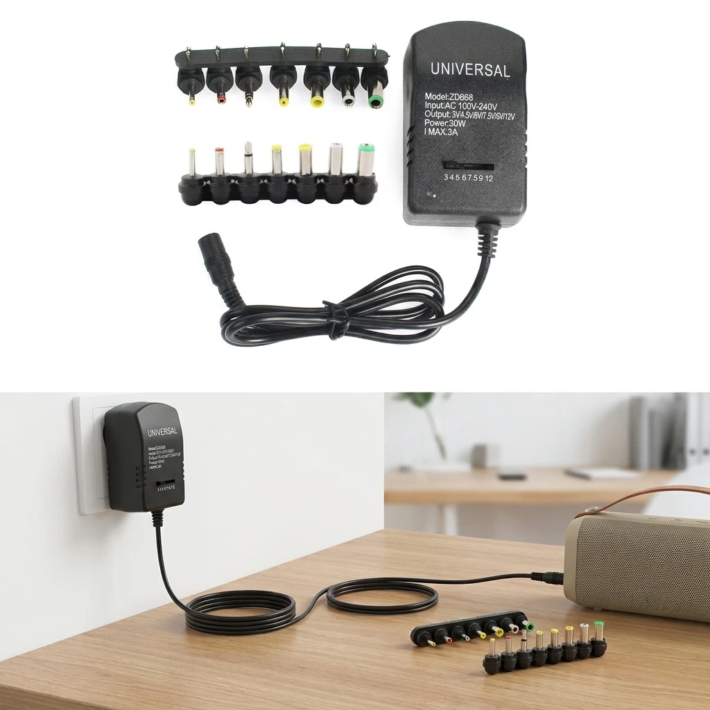 Multi Voltage Adjustable Adapter Power Supply Charger AC 220V to DC 3V-12V Converter EU/US Plug 7-30W for Electronic Devices