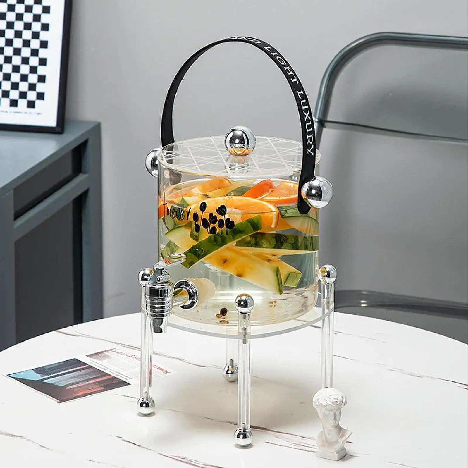 Iced Beverage Dispenser with Stand Cold Kettle with Faucet for Kitchen Juice