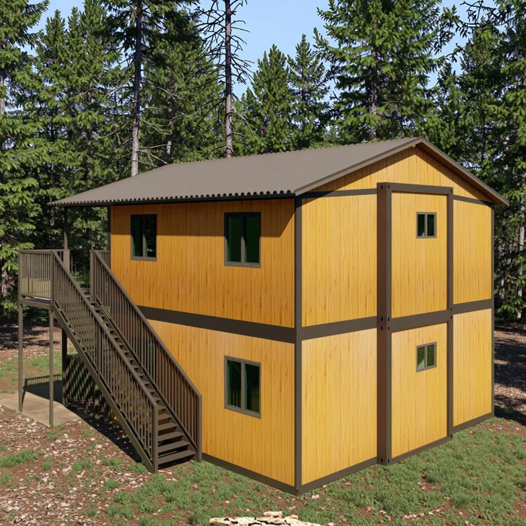 سطح مزدوج 20ft شحن حاوية جاهزة منزل قابل للتوسيع للبيع ضوء الصلب للطي الجاهزة فيلا منزلية 4 غرفة نوم #2