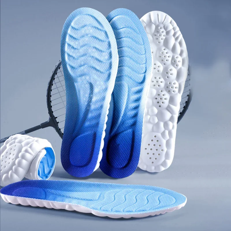 Plantillas deportivas con tecnología de nube 4D, zapatos con suela de PU, cojín suave y transpirable con absorción de impacto, plantillas para el cuidado ortopédico para correr