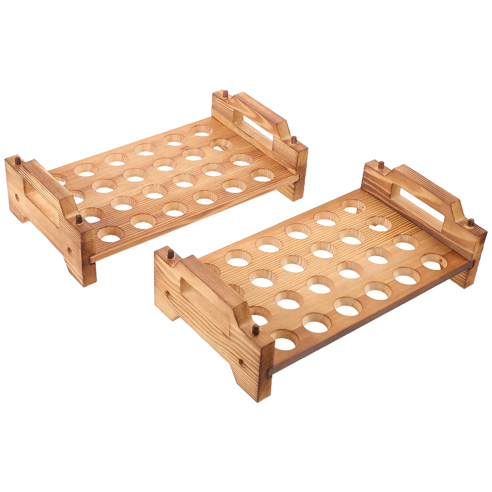 24 Holes Wooden Stackable Quail Egg Tray Rack Small Egg Holder Organizer for Kitchen Countertop Refrigerator Eggs Holder Rack